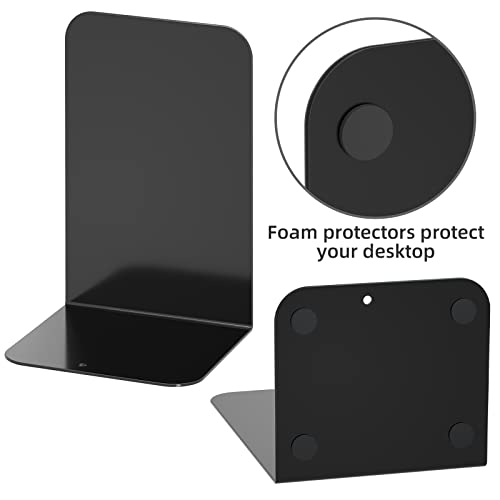Eco-Friendly VFINE Bookends 1 Pair, Black Metal Book Ends, Heavy Bookends for Daily Use