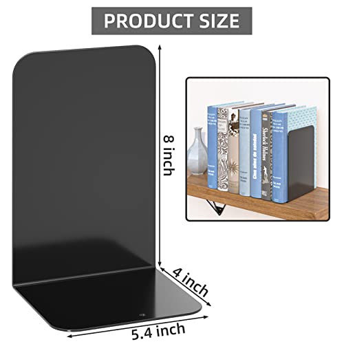 Eco-Friendly VFINE Bookends 1 Pair, Black Metal Book Ends, Heavy Bookends for Daily Use