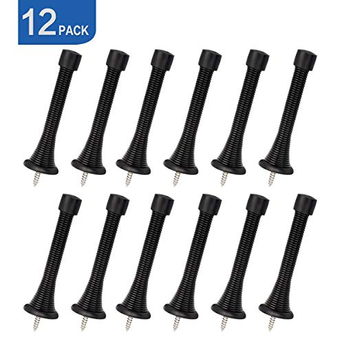 Minimalist HOMOTEK 12 Pack Black Spring Door Stops,3-1/8" Heavy