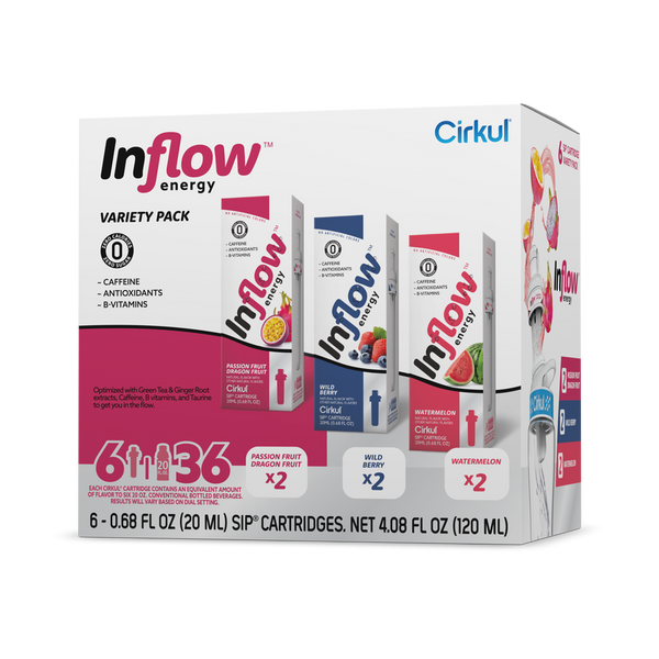 Natural Fruit Flavored Inflow Energy 6-Pack Variety Pack VCUW - Vitamin-Infused Natural Refreshing Flavor Core - Default Title