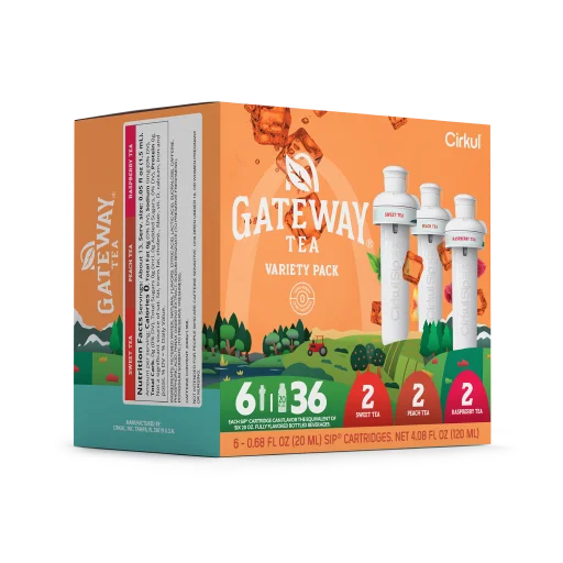 Natural Fruit Flavored Gateway Tea 6-Pack Variety Pack HM0F - Electrolyte Hydration Enhanced Taste Cartridges Detail