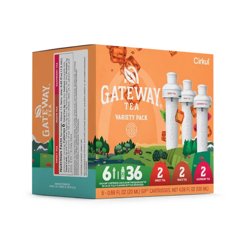 Natural Fruit Flavored Gateway Tea 6-Pack Variety Pack HM0F - Electrolyte Hydration Enhanced Taste Cartridges Detail