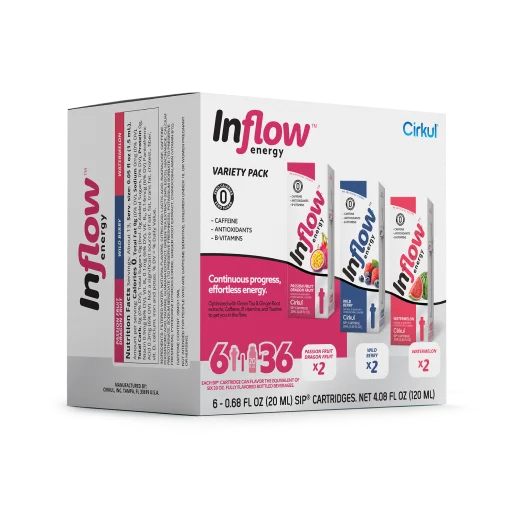 Natural Fruit Flavored Inflow Energy 6-Pack Variety Pack VCUW - Vitamin-Infused Natural Refreshing Flavor Core Detail