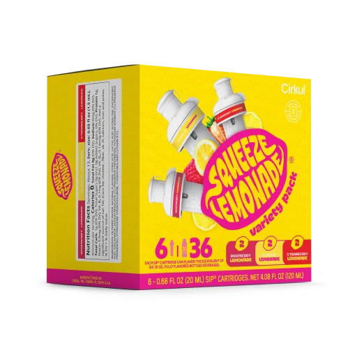 Refreshing Electrolyte Squeeze Lemonade 6-Pack Variety Pack 3TLS - Sugar-Free Fruit Flavor Cartridge Refill Detail