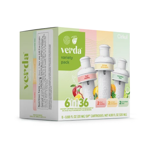 Natural Fruit Flavored Verda 6-Pack Variety Pack CT2I - Vitamin-Infused Natural Refreshing Flavor Core Detail